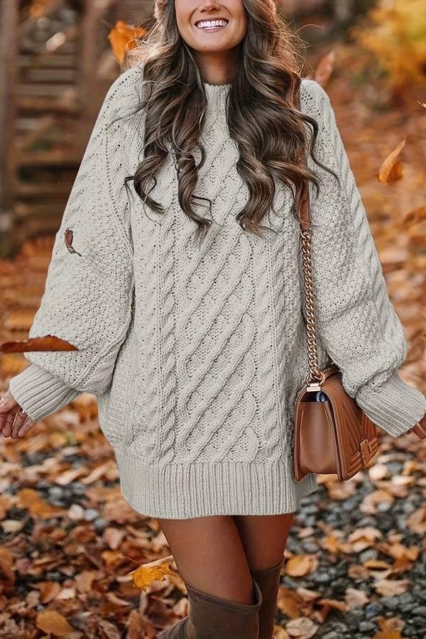 Oversized Cable Sweater for Ladies